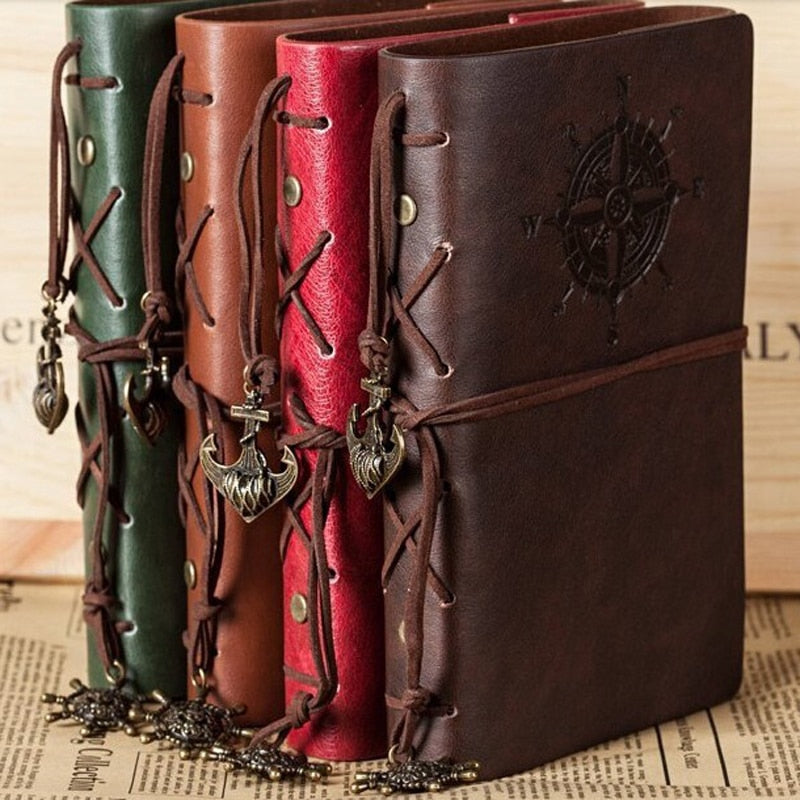Retro Pirate Anchors Leather Notebook