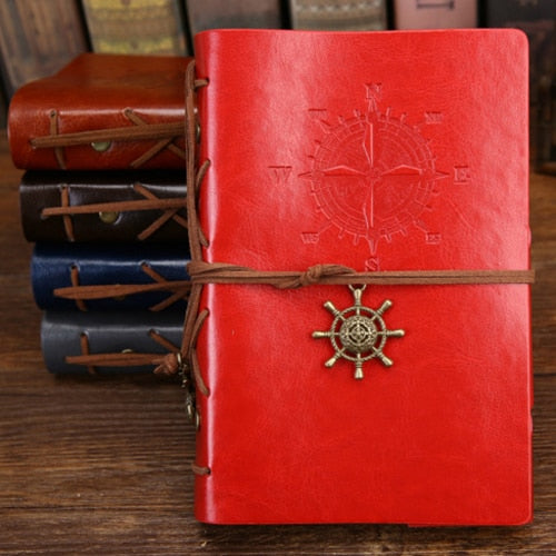 Retro Pirate Anchors Leather Notebook